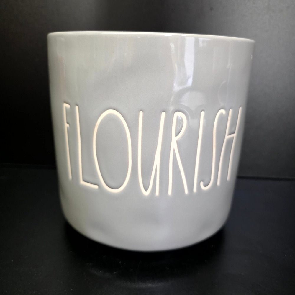 Rae Dunn Planter Pot Unisex 6" Light Gray Flourish Artisan Collection Magenta